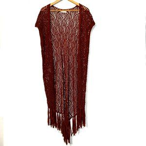 Boho Crochet Duster- S (Rust)